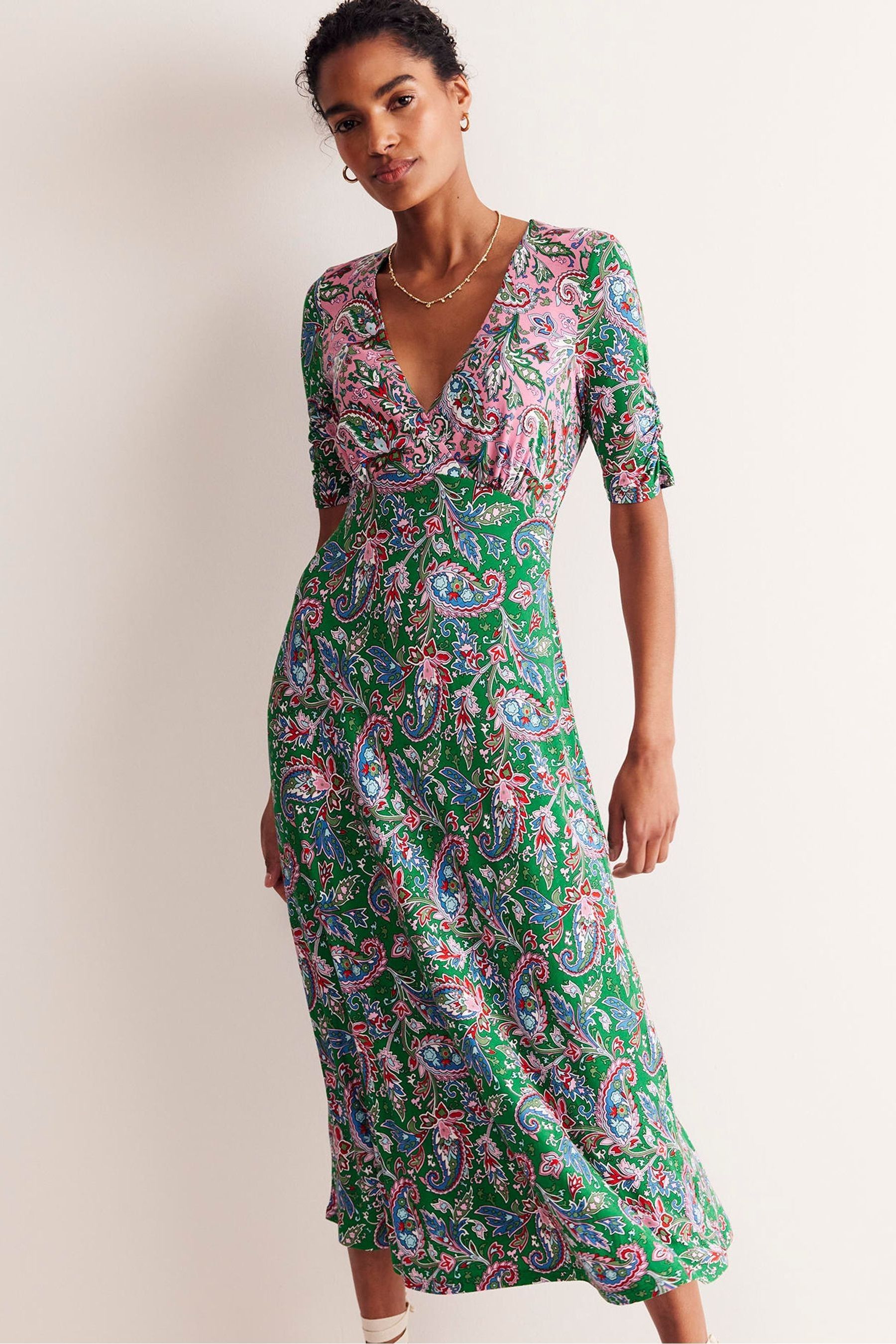 Buy Boden Pink Petite Rebecca Jersey Midi Tea Dress from Next Luxembourg