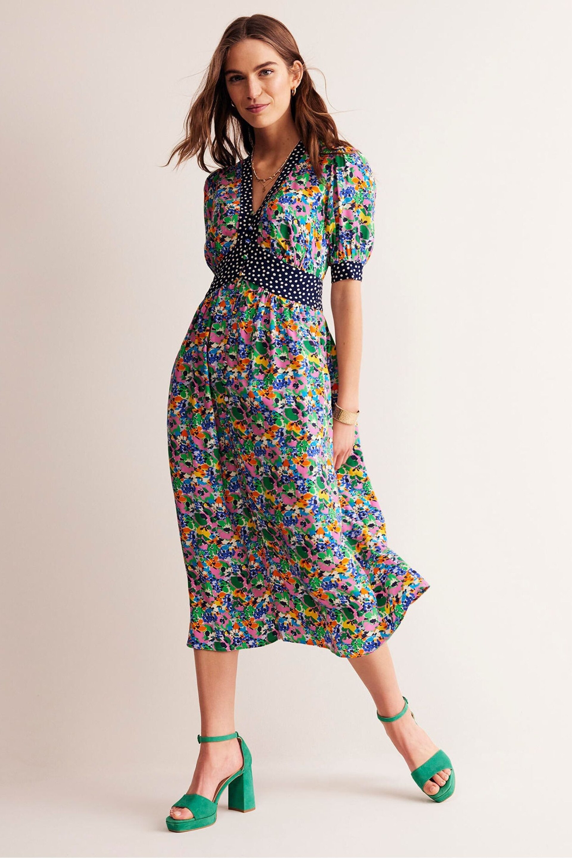 Boden Blue Petite Elsa Midi Tea Dress - Image 4 of 5