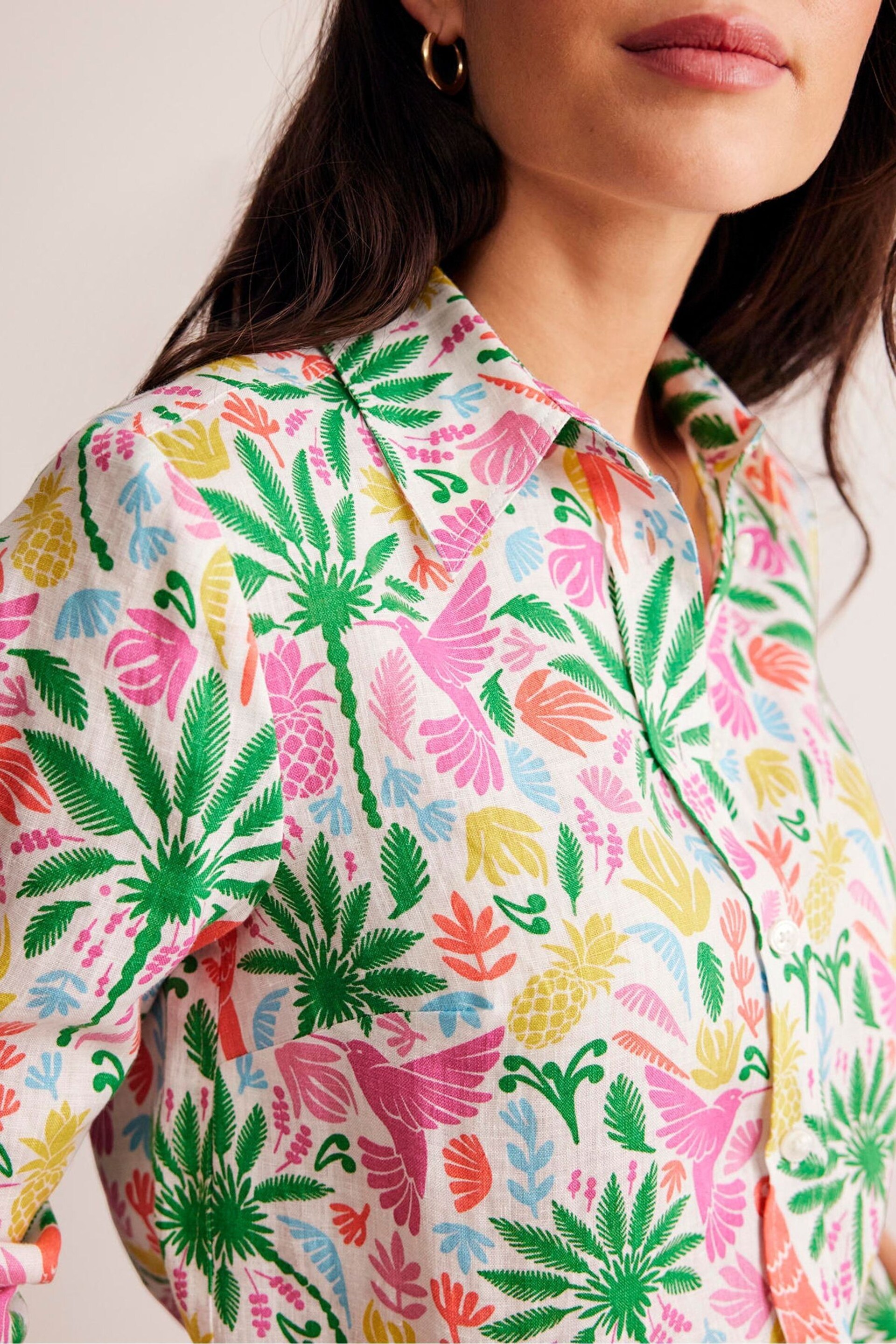 Boden Green Petite Sienna Tropical Linen Shirt - Image 3 of 5