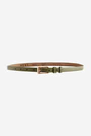 Olive Green Premium Made In Italy Leather Micro Skinny Belt - Image 3 of 4