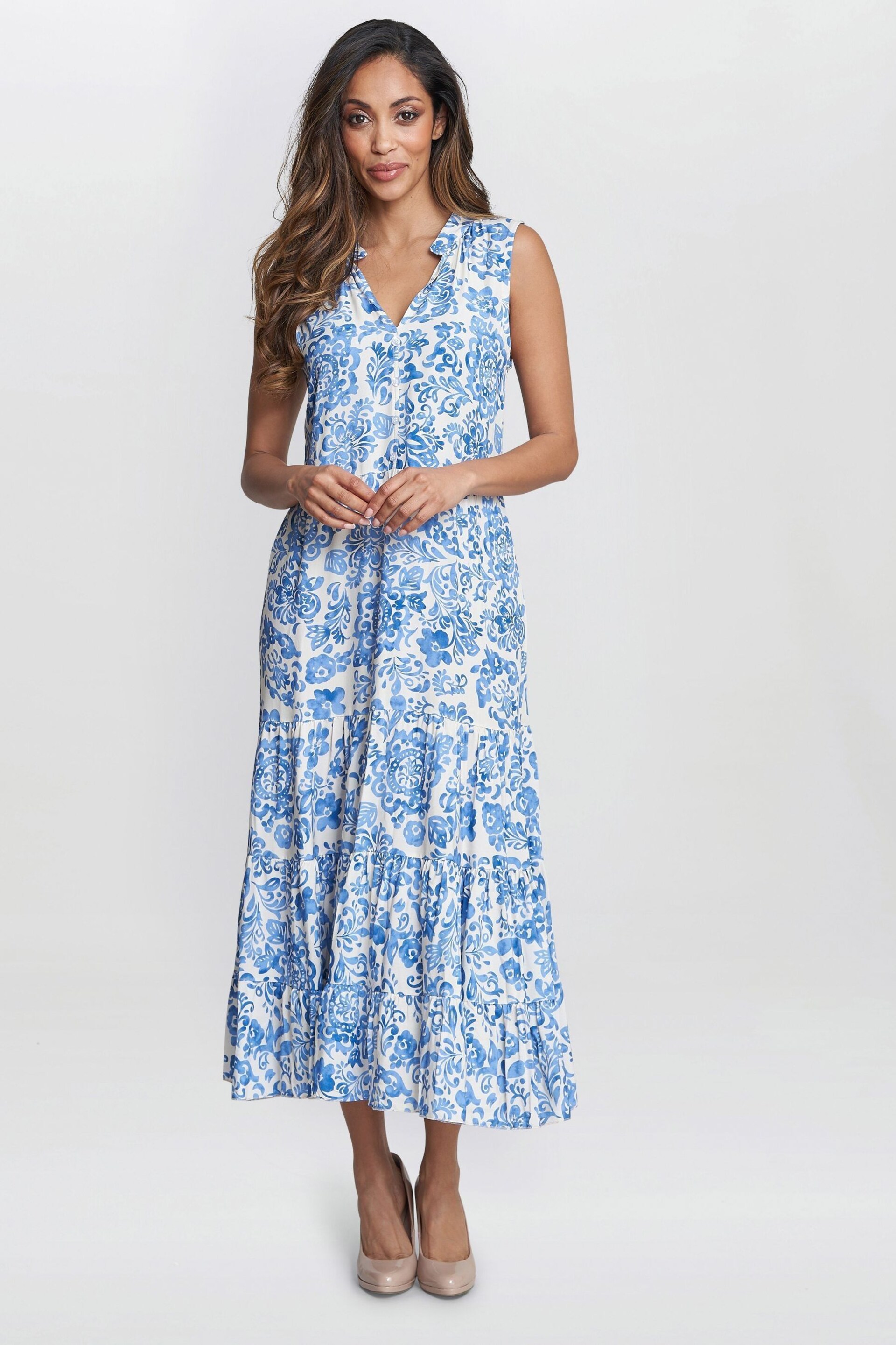 Gina Bacconi Blue Lolita Sleeveless Summer Dress - Image 1 of 5