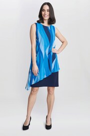 Gina Bacconi Blue Edie Short Printed Asymmetric Overlay Dress - Image 3 of 5