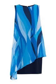 Gina Bacconi Blue Edie Short Printed Asymmetric Overlay Dress - Image 5 of 5