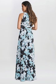 Gina Bacconi Irina Printed Halter Neck Maxi Black Dress With Embellished Neckline - Image 2 of 6