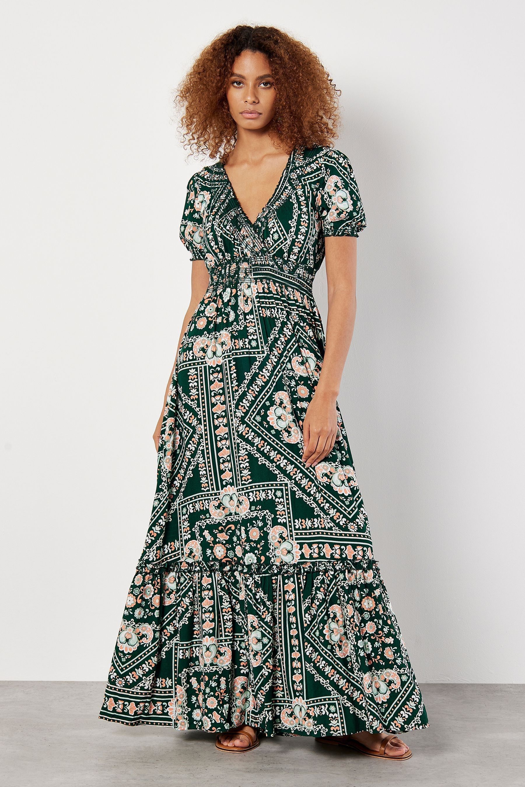 Buy Apricot Green Positano Scarf Print Maxi Dress from Next Hong Kong