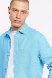 River Island Blue Long Sleeve Linen Shirt - Image 3 of 4