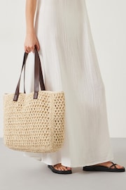 Hush Natural Natasha Straw Leather Tote Bag - Image 2 of 5