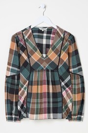 FatFace Multi 100% Cotton Lara Check Blouse - Image 6 of 6