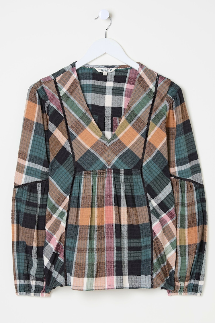 FatFace Multi 100% Cotton Lara Check Blouse - Image 6 of 6