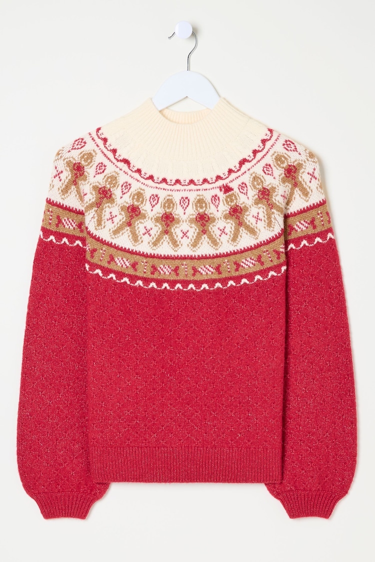 FatFace Yoke Red Gingerbread Jumper - Image 5 of 5