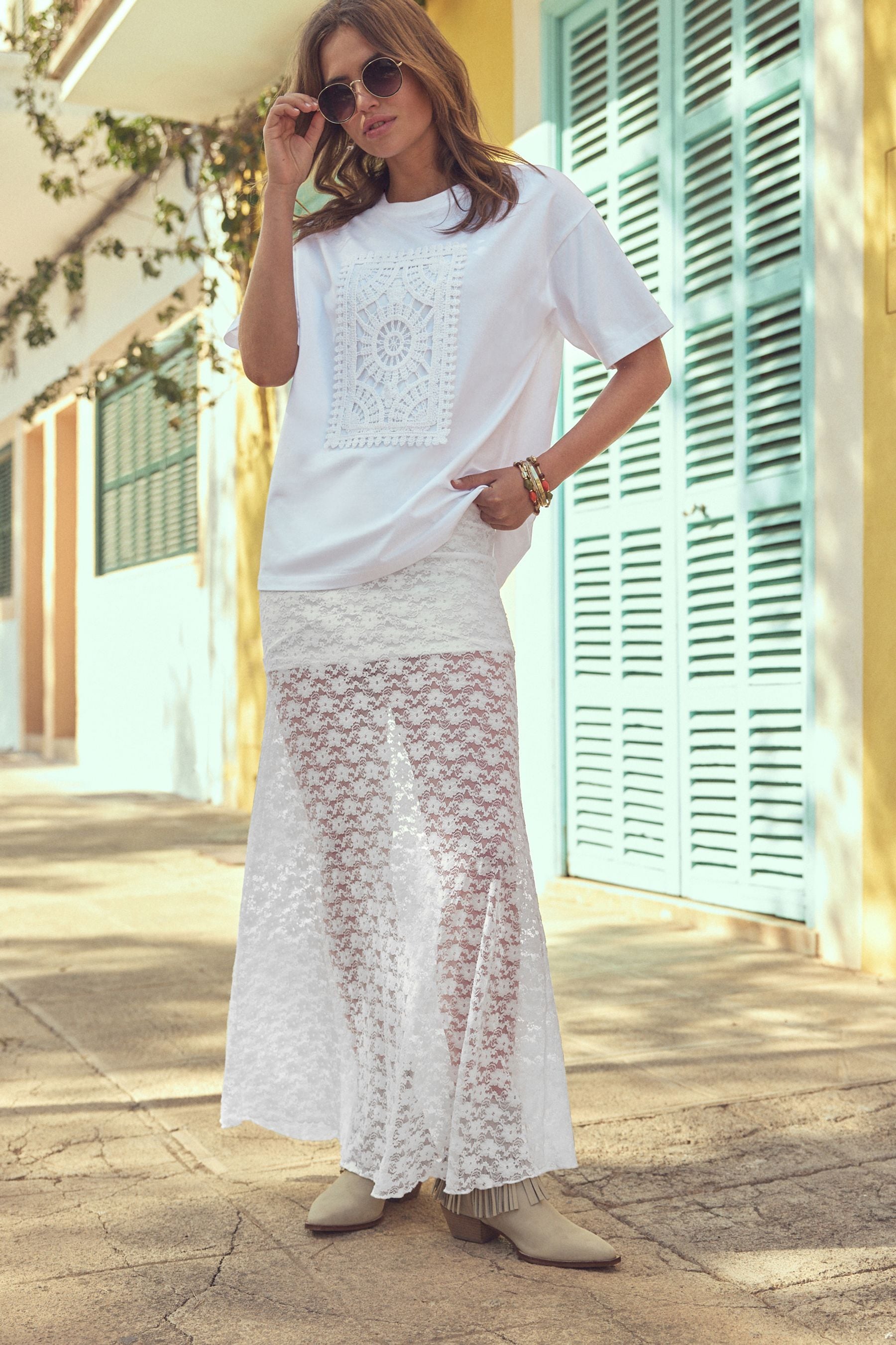 Buy White Lace Maxi Skirt from the Next UK online shop