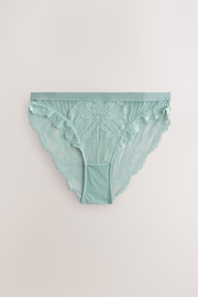 Mint Green/Lilac/Cream High Leg Lace Knickers 3 Pack - Image 10 of 12