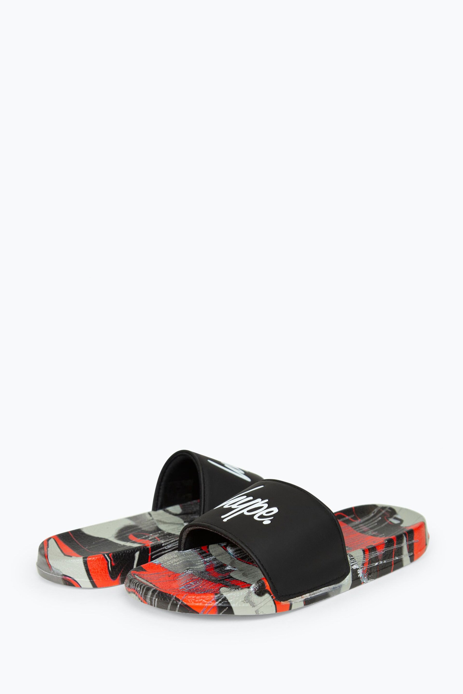 Hype. Boys Multi Red Camo Blur Drips Script Sliders - Image 3 of 4