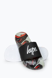 Hype. Boys Multi Red Camo Blur Drips Script Sliders - Image 4 of 4