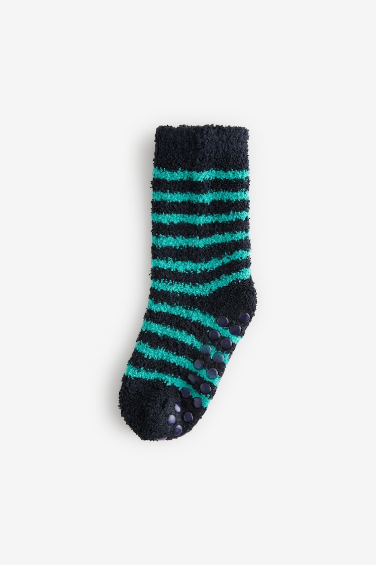 Black/Green Checkerboard Stripe Cosy Socks 2 Pack - Image 2 of 5