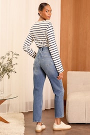 Love & Roses Mid Wash Blue High Waist Straight Leg Jeans - Image 4 of 4