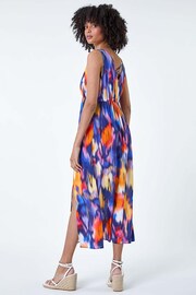 Roman Purple Abstract Cross Back Detail Midi Dress - Image 3 of 4