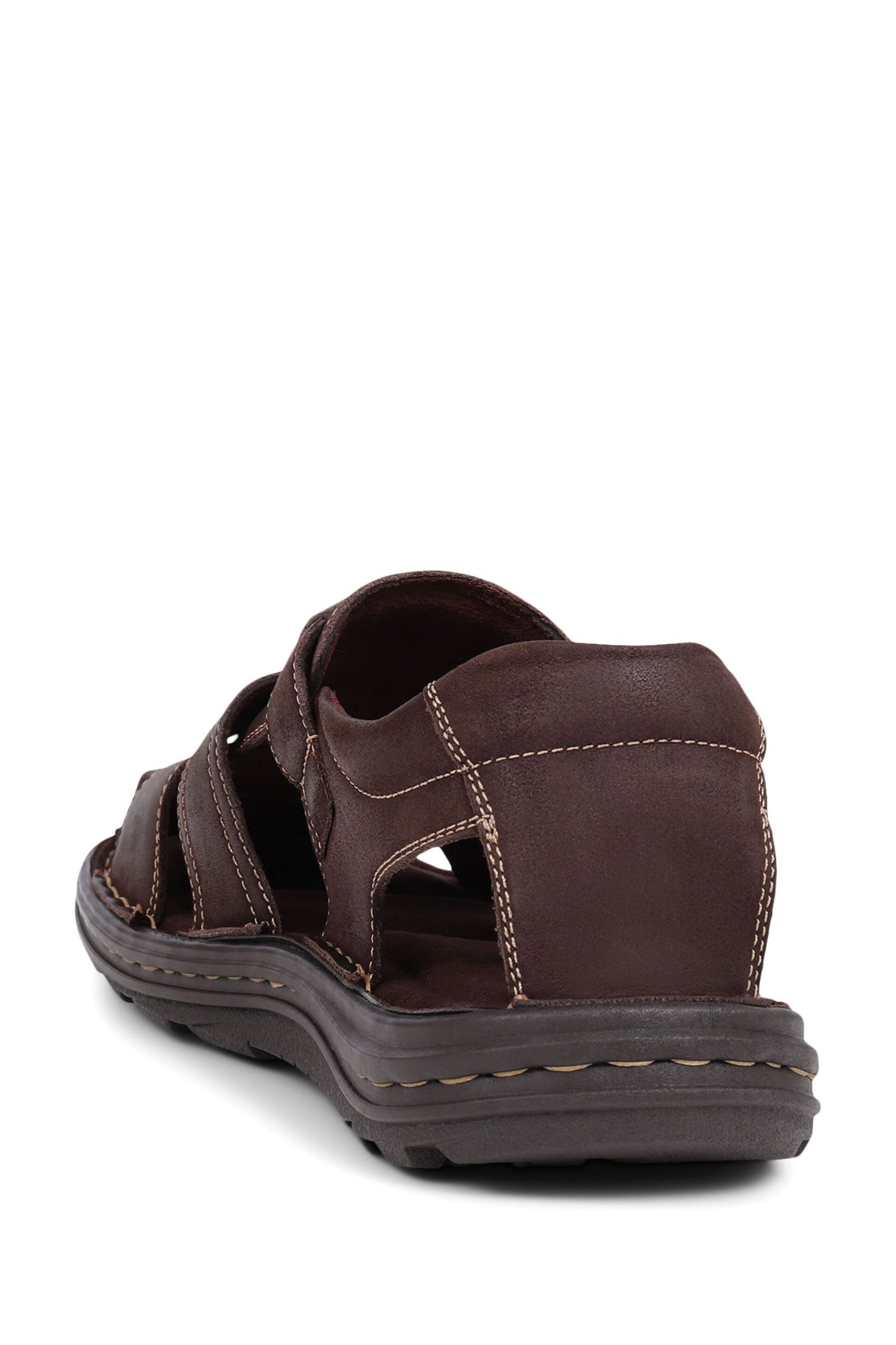 Pavers Touch-Fasten Leather Brown Sandals - Image 3 of 5