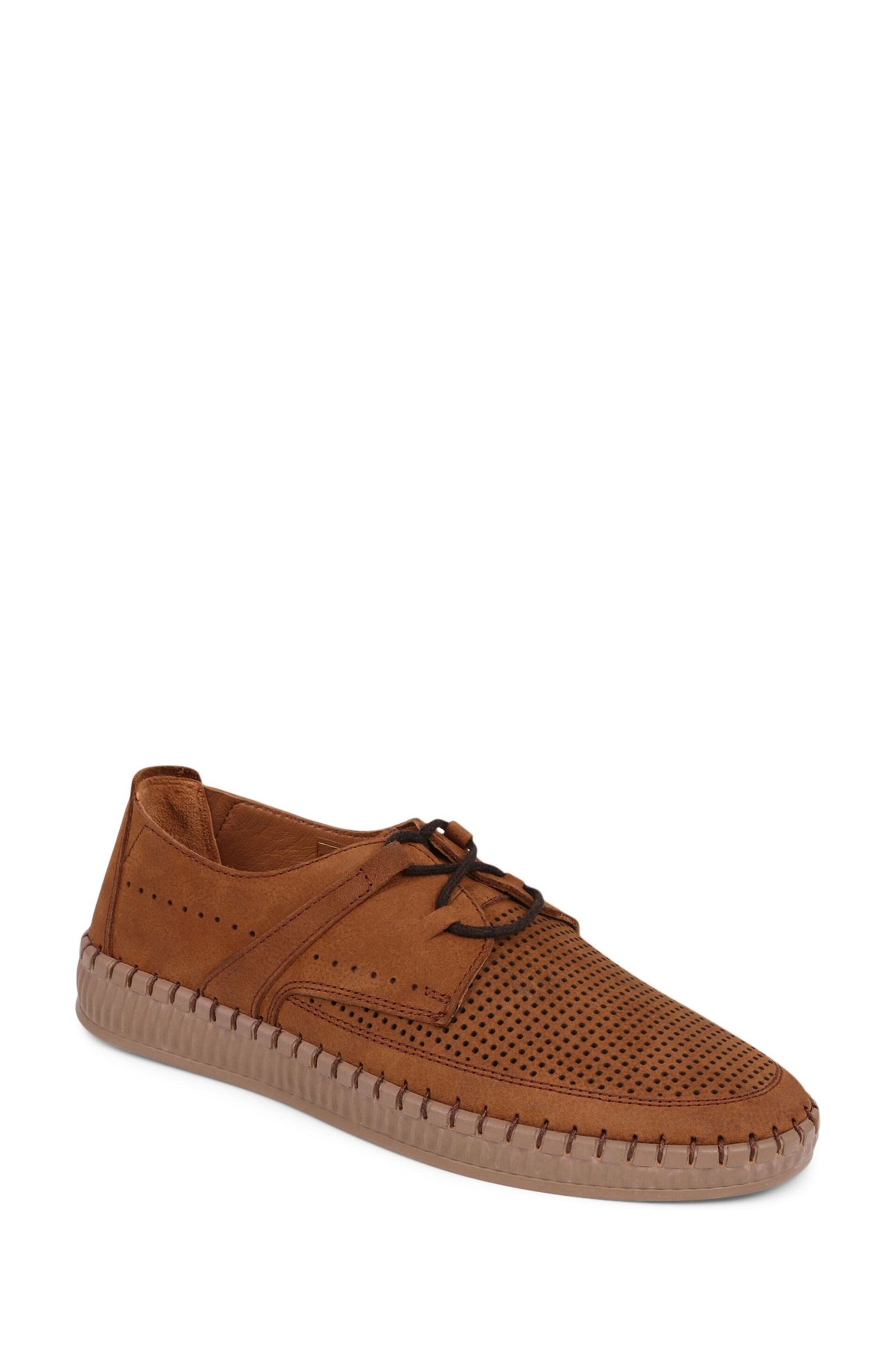 Pavers Lace-Up Leather Brown Shoes - Image 2 of 6