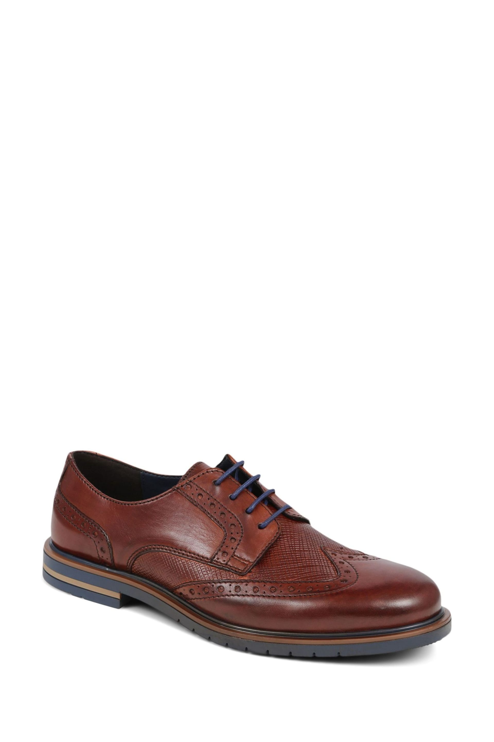 Pavers Brogues Detailed Leather Lace-Up Brown Shoes - Image 1 of 5