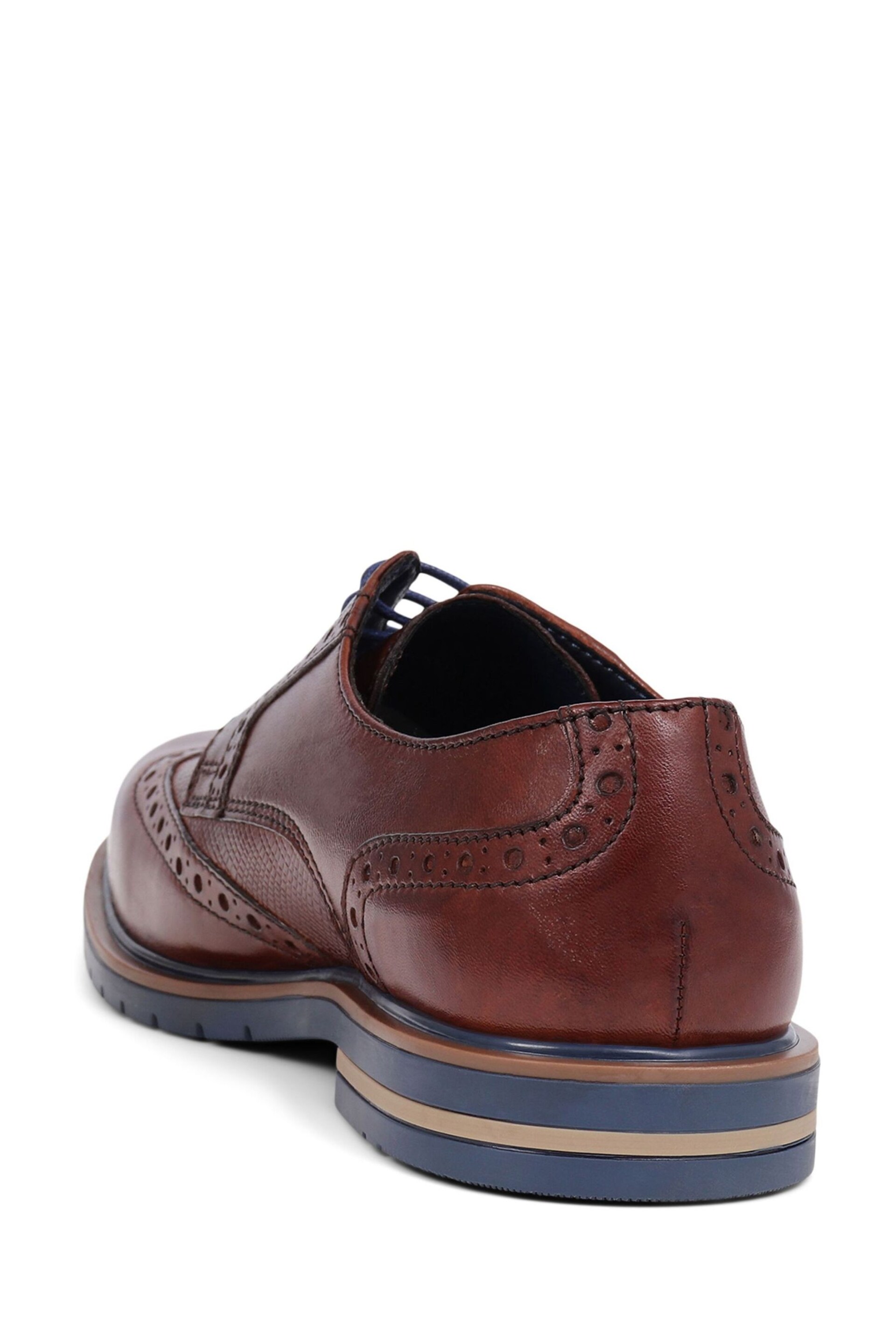 Pavers Brogues Detailed Leather Lace-Up Brown Shoes - Image 3 of 5