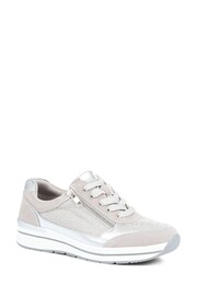 Pavers Silver Lace-Up Leather Trainers - Image 1 of 5