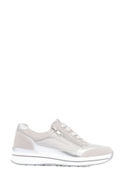 Pavers Silver Lace-Up Leather Trainers - Image 2 of 5