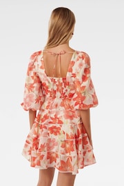 Forever New Red Cindy Tiered Floral Skater Dress with A Touch of Linen - Image 4 of 5