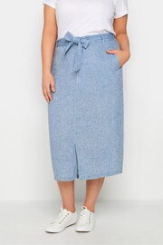 Evans Blue Light Tie Waist Midi Skirt - Image 1 of 2