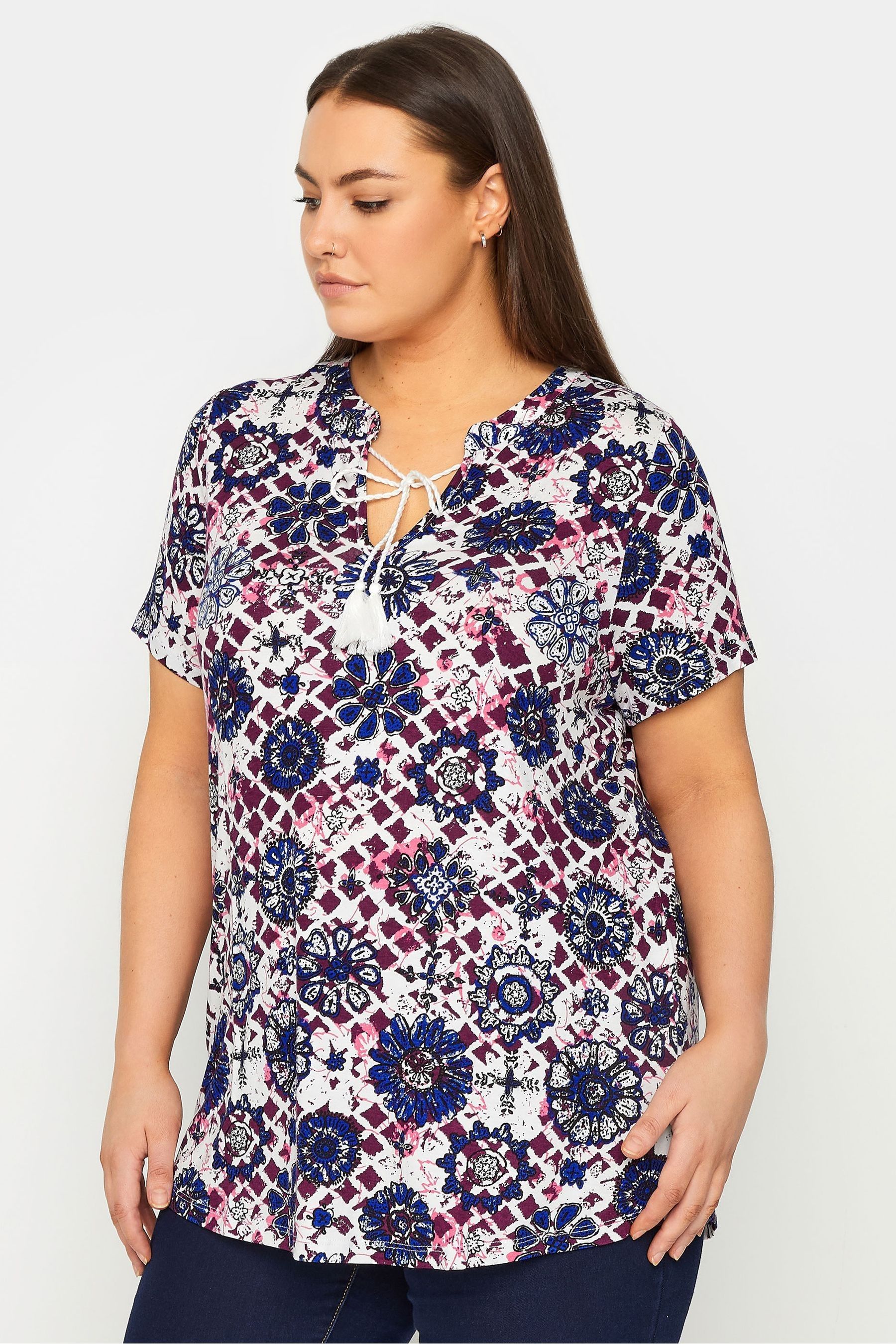 Buy Evans Blue Tie Neck T Shirt from the Next UK online shop