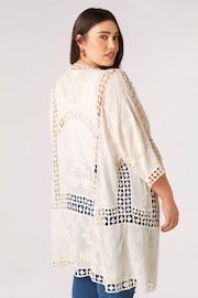 Apricot Cream Embroidered Longline Kimono - Image 3 of 4