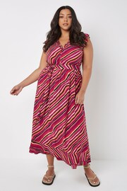 Apricot Pink Psychedelic Wave Ruffle Dress - Image 2 of 4