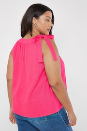 Apricot Pink Textured Bow Tie Shoulder Top - Image 3 of 3