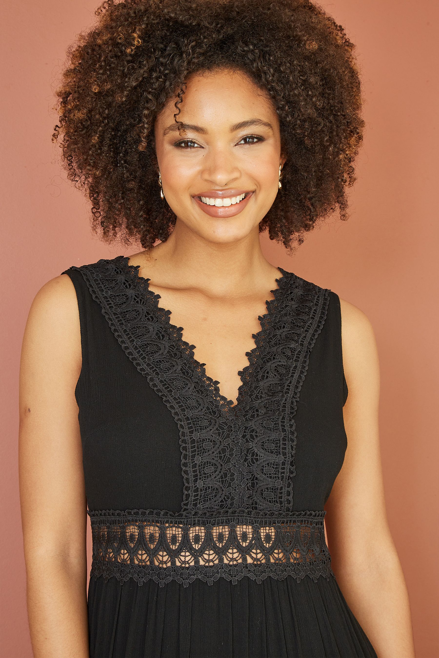 Buy Yumi Black Lace Trim Cotton Midi Sun Dress from Next Iceland