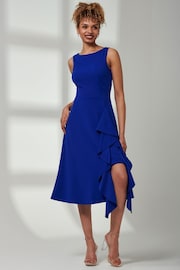 Jolie Moi Blue Haylen Frill Detail Midi Dress - Image 1 of 6