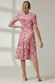 Jolie Moi Pink Front Wrap Mesh Midi Dress - Image 2 of 6
