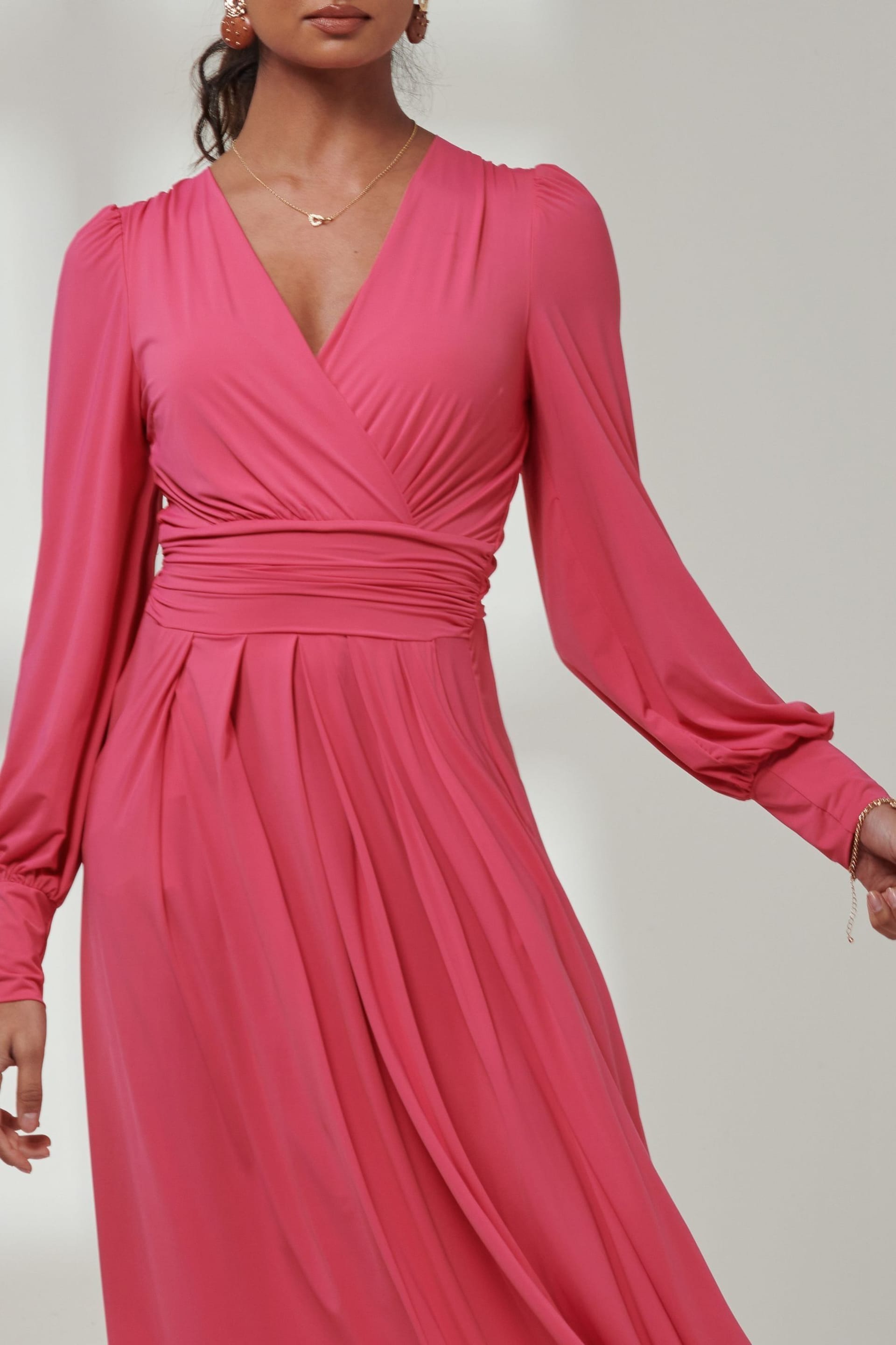 Jolie Moi Pink Giulia Long Sleeve Maxi Dress - Image 3 of 6