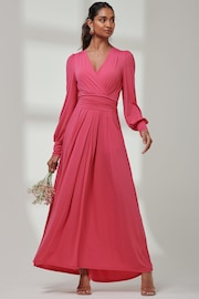Jolie Moi Pink Giulia Long Sleeve Maxi Dress - Image 5 of 6