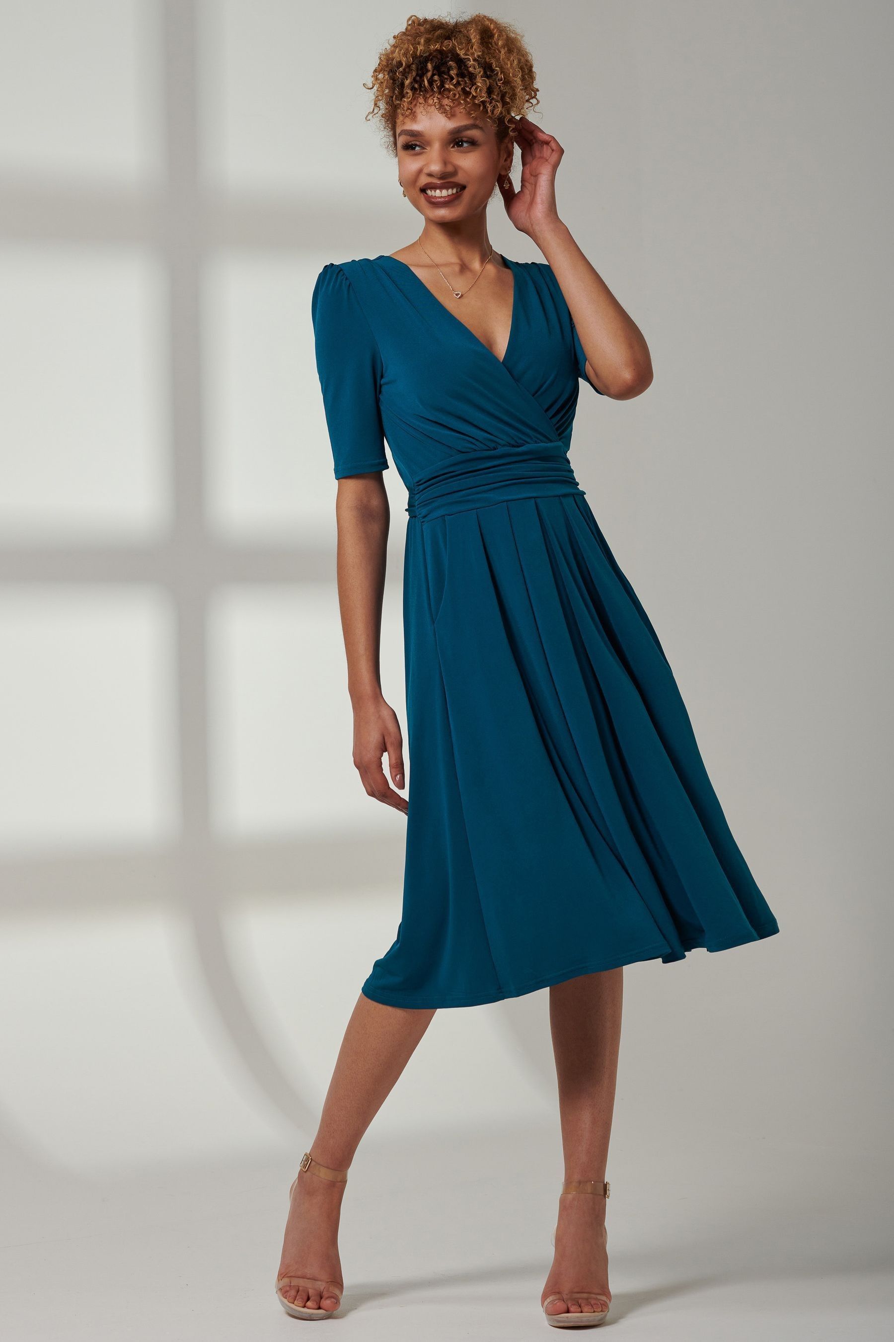 Buy Jolie Moi Blue Bianca Half Sleeve Jersey Midi Dress from the Next UK online shop