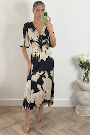 Jolie Moi Black Angel Sleeve Satin Maxi Dress - Image 6 of 6