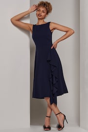 Jolie Moi Navy Blue Haylen Frill Detail Midi Dress - Image 2 of 3