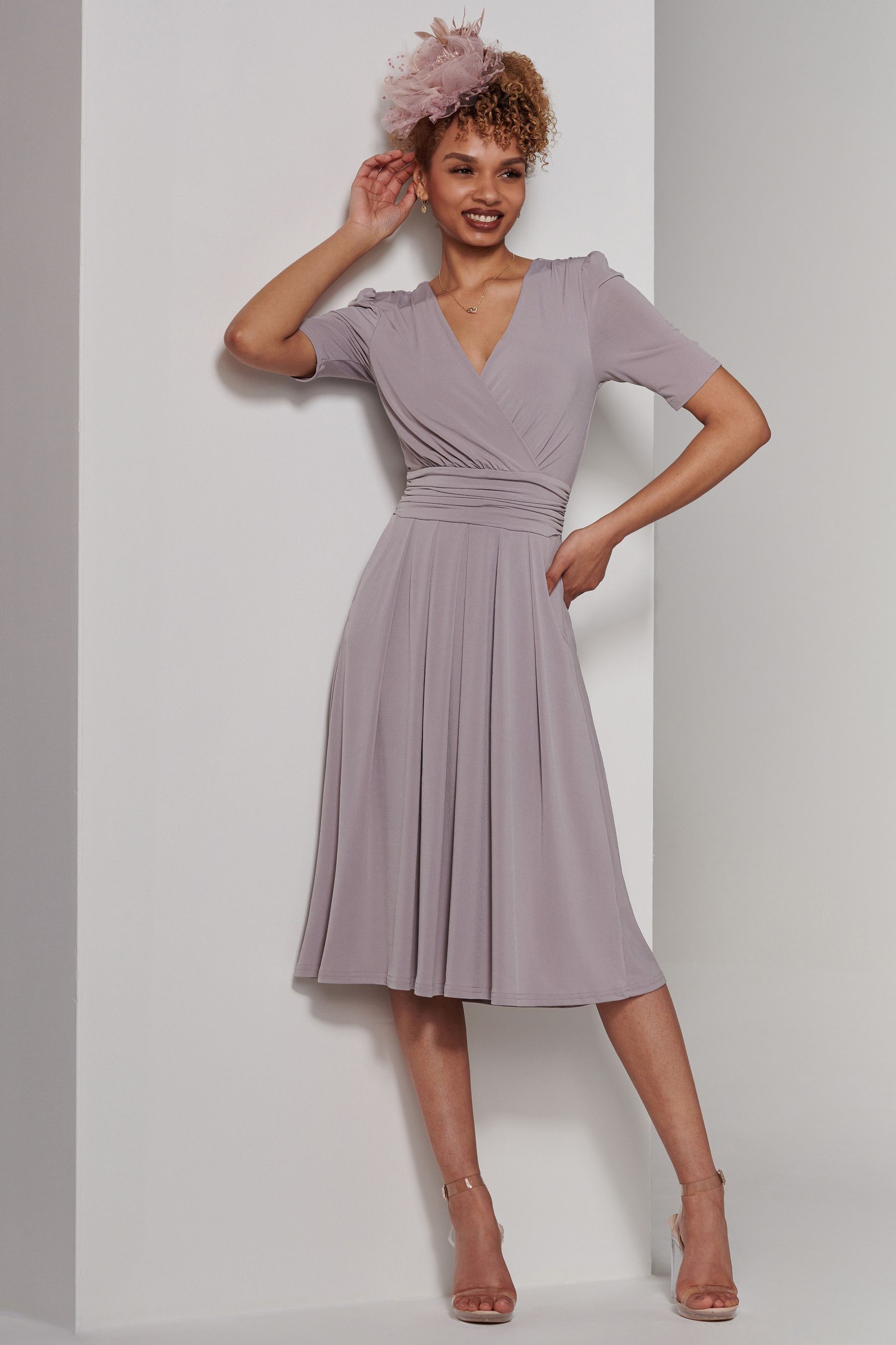 Buy Jolie Moi Grey Bianca Half Sleeve Jersey Midi Dress from the Next UK online shop