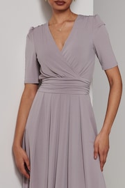 Jolie Moi Grey Bianca Half Sleeve Jersey Midi Dress - Image 3 of 6