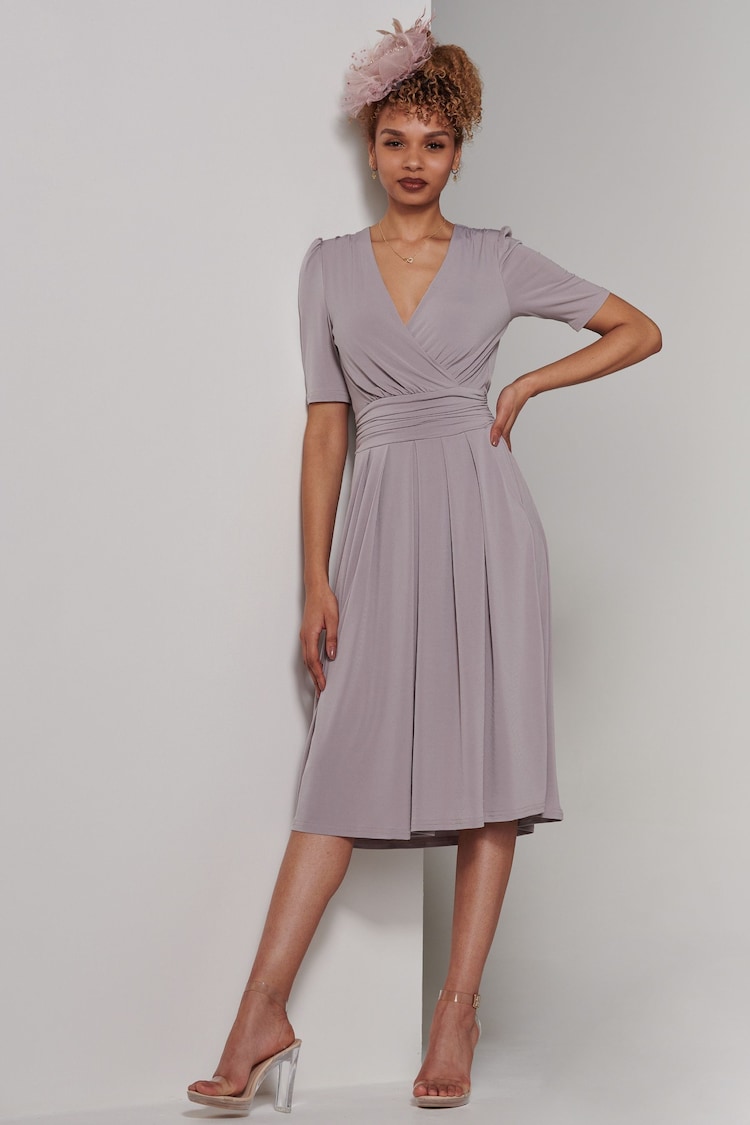 Jolie Moi Grey Bianca Half Sleeve Jersey Midi Dress - Image 6 of 6