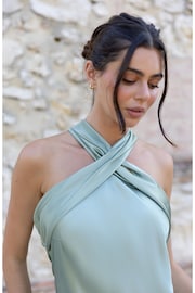 Rewritten Roma Halterneck Bridesmaid Dress In Forrest Green - Image 4 of 7