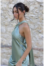 Rewritten Roma Halterneck Bridesmaid Dress In Forrest Green - Image 5 of 7