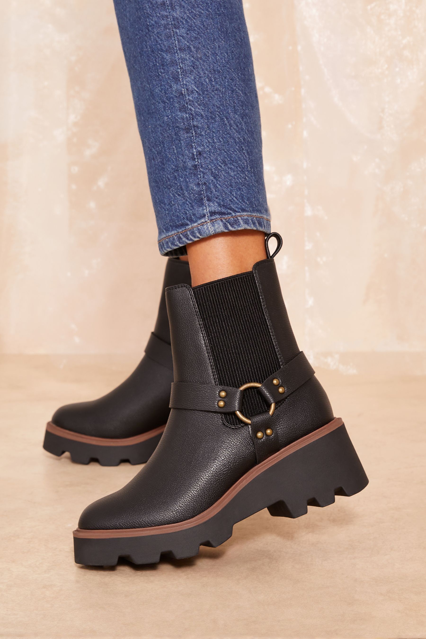 Wedge biker boots outlet
