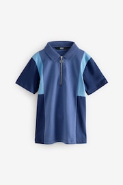 Blue Colourblock Short Sleeve Polo Shirt (3-16yrs) - Image 1 of 3