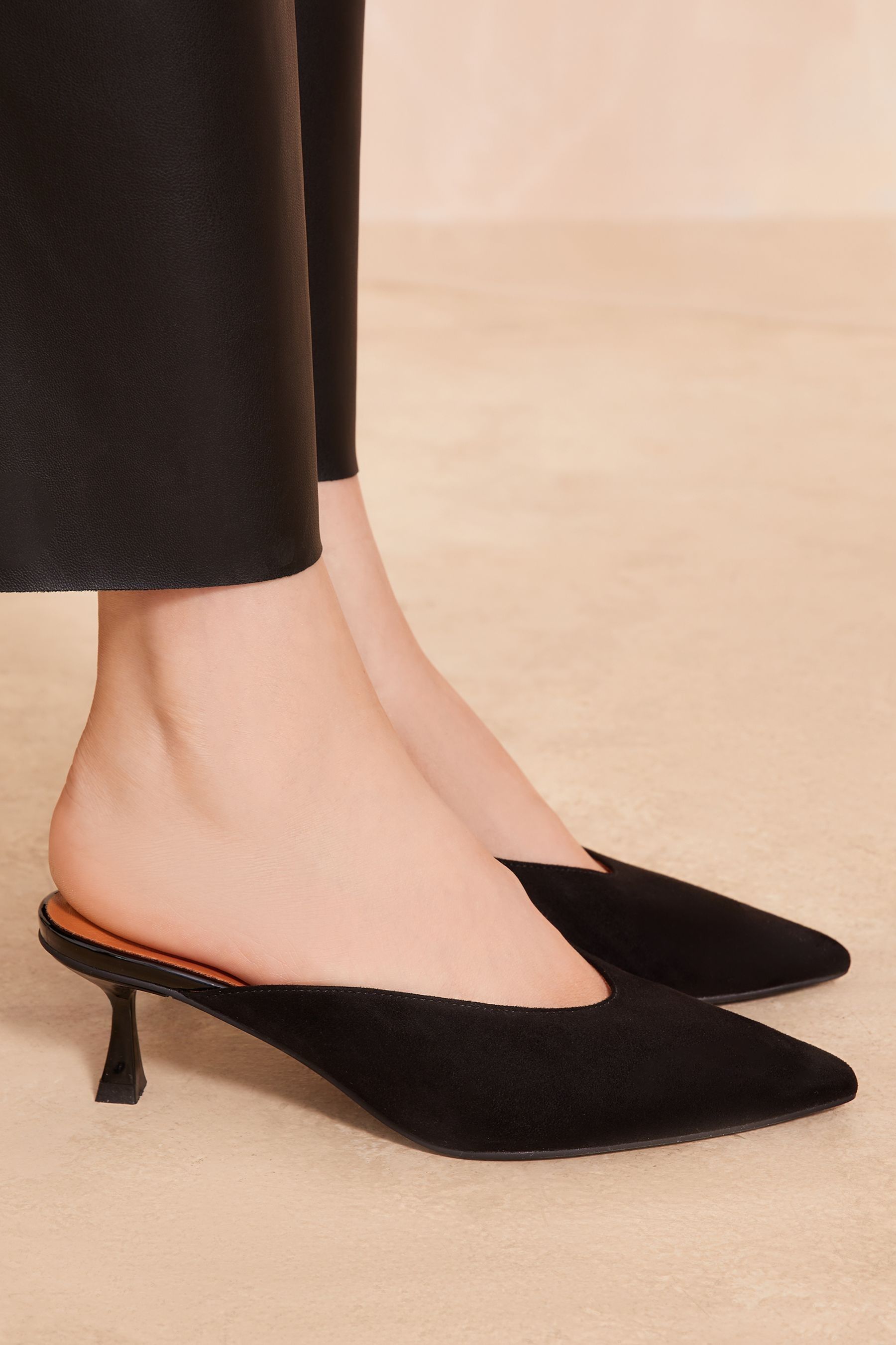 Pointed toe kitten heel mules new arrivals