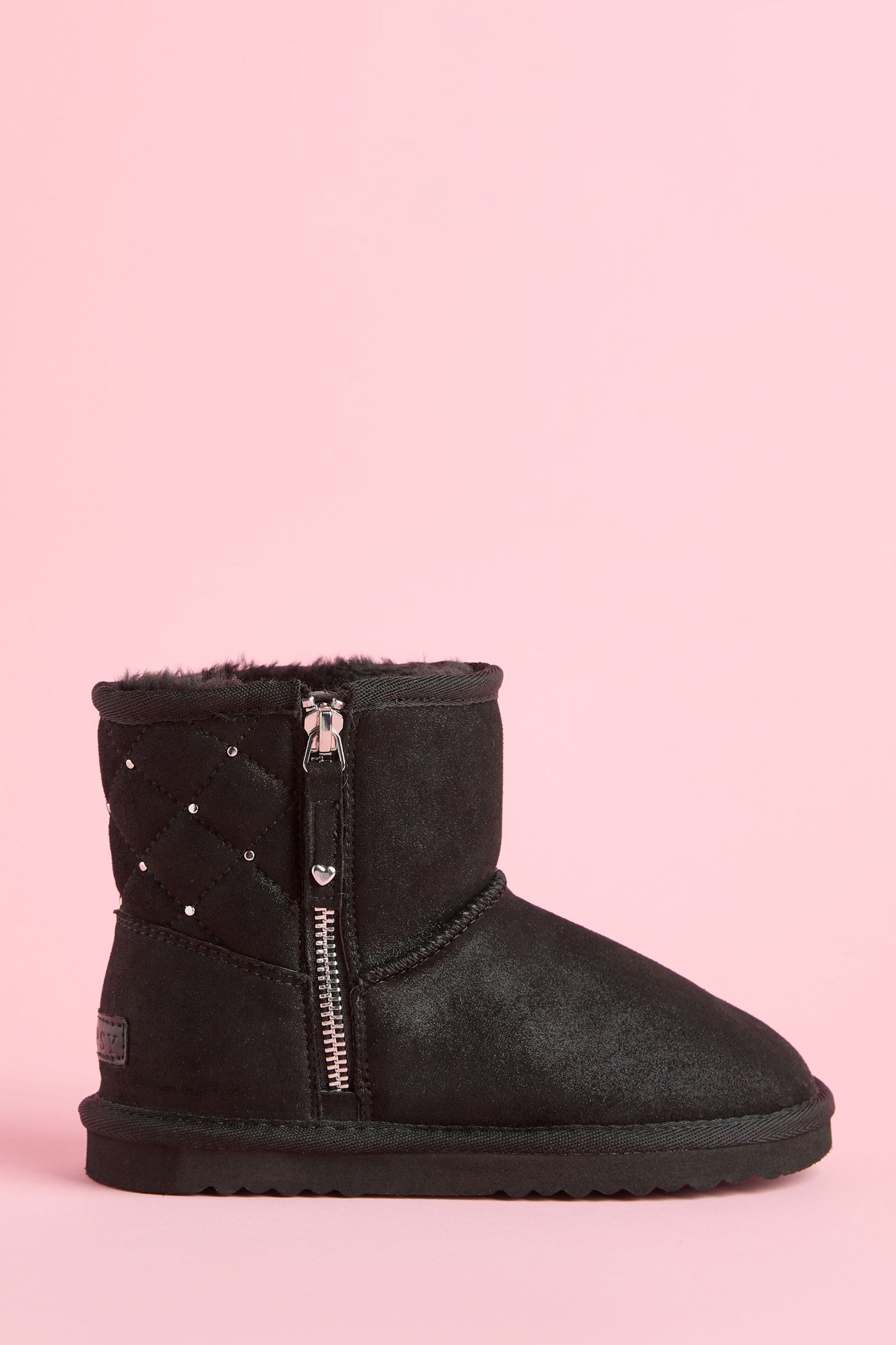 Buy Lipsy Black Side Zip Quilted Panel Bootie from Next United Arab Emirates